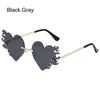 Rimless Fire Heart Shaped Sunglasses Uv400 Protection Costume Accessories Halloween Glasses Flame Love Sun Glasses