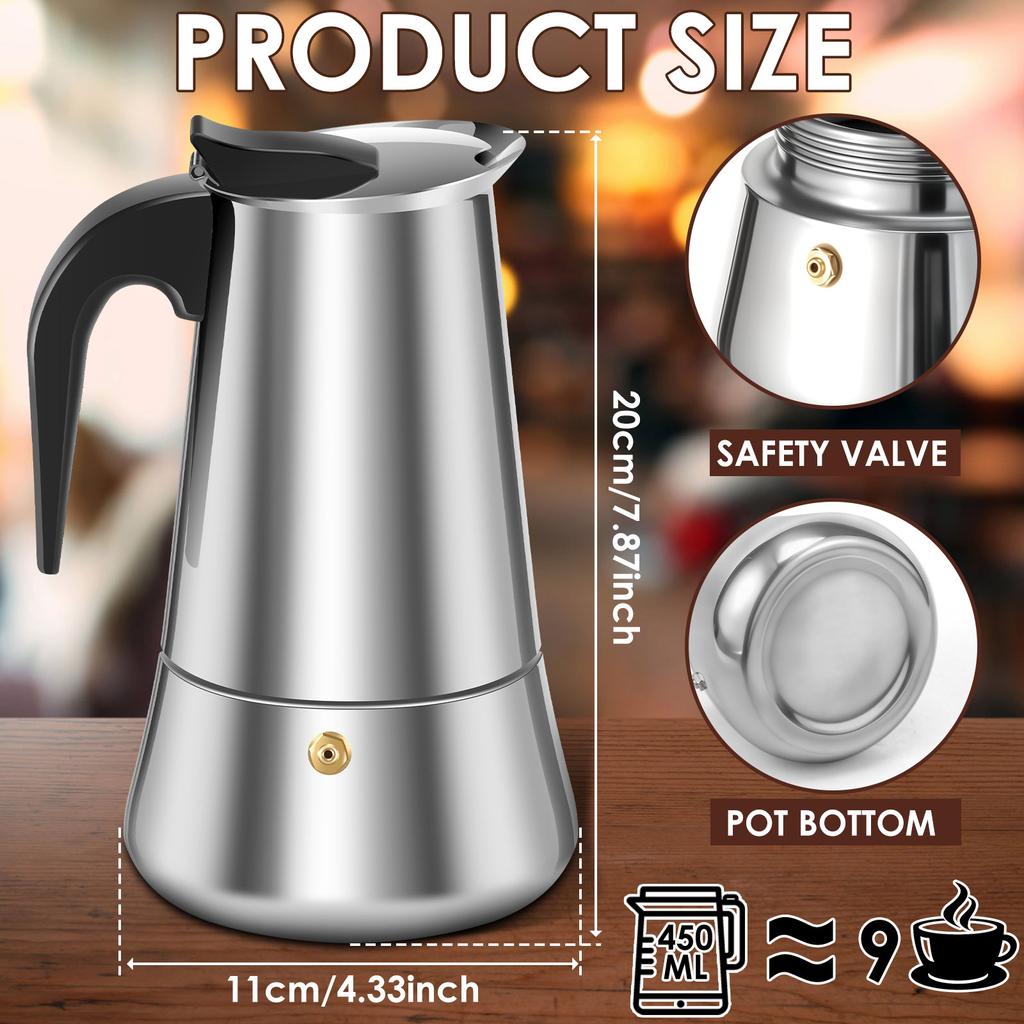Stovetop Espresso Maker Versatile Stainless Steel Moka Pot Coffee Makers Time Saving Classic Induction Cookers for Home Using