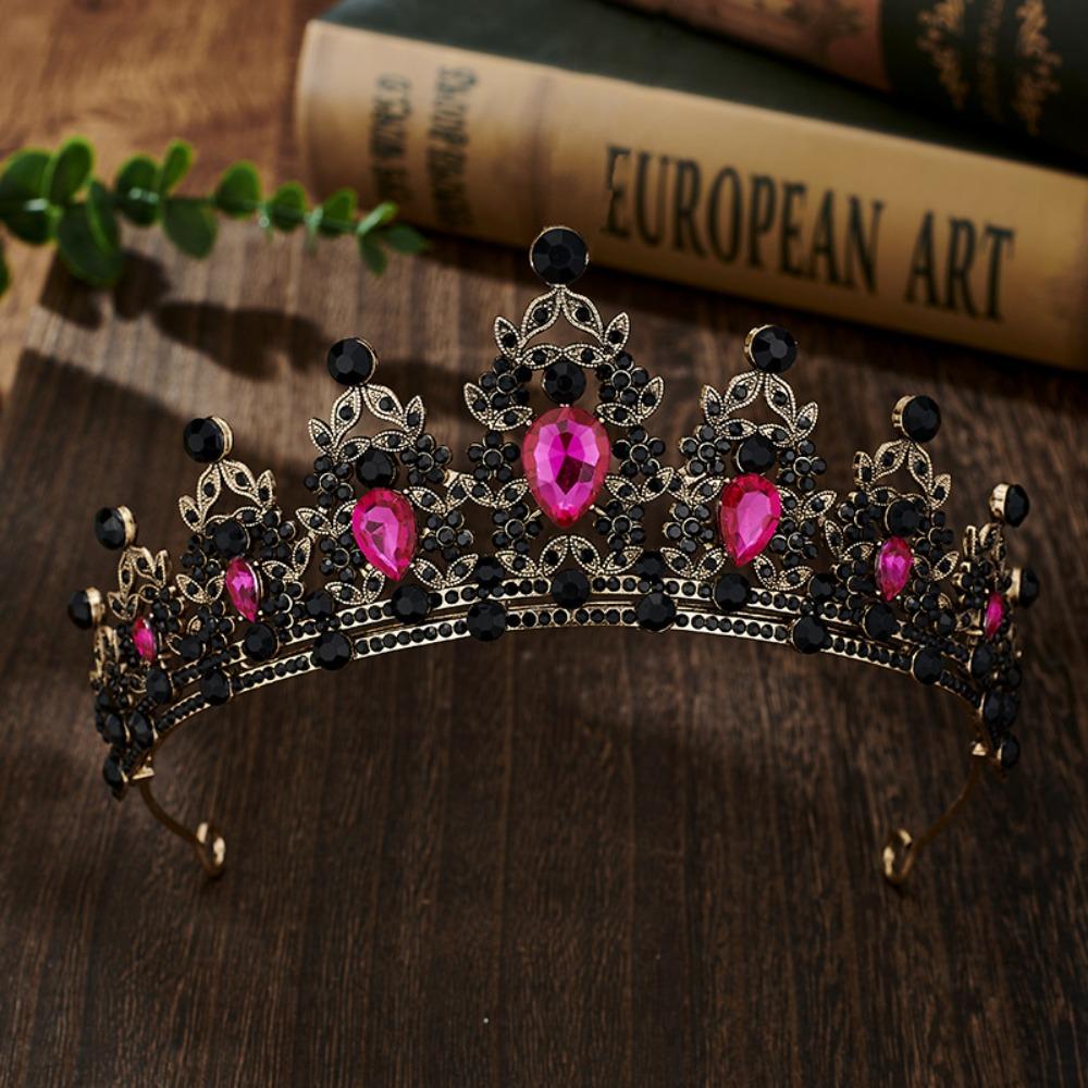 Shiny Baroque Crown Elegant Princess Rhinestone Crown Exquisite Bridal Tiara Women/Girls
