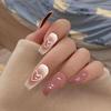 1 комплект, женские накладные ногти с сердечным узором, полное покрытие, потрясающий визуальный эффект, украшение для ногтей, длинный стиль