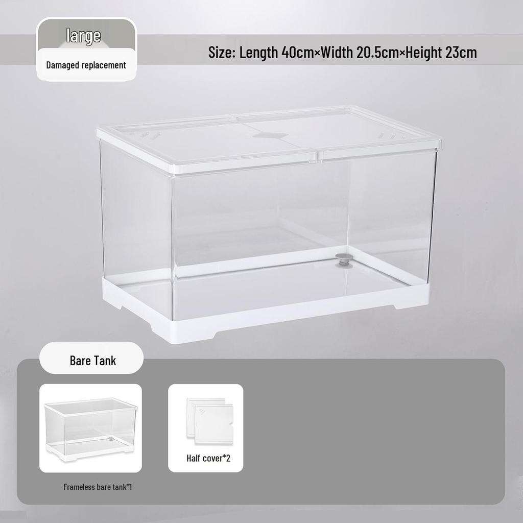 Компактный террариум для черепахи с платформой для обогрева - Элегантная настольная среда обитания с крышкой для экологичной гостиной