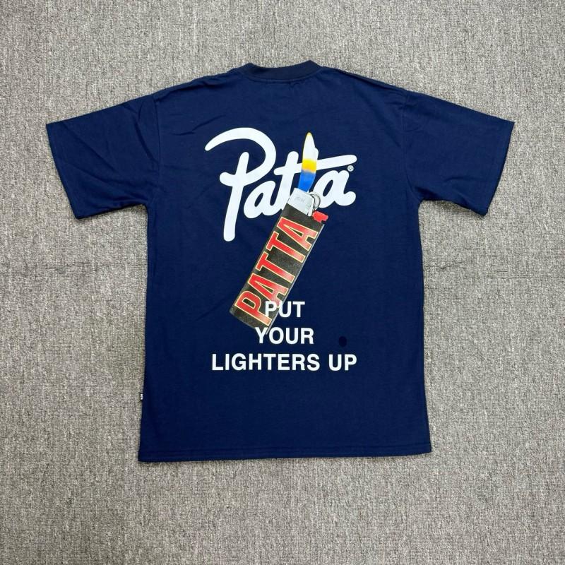 American Streetwear PATTA Letter Print T-Shirt Loose Fit Short Sleeve Young Adults