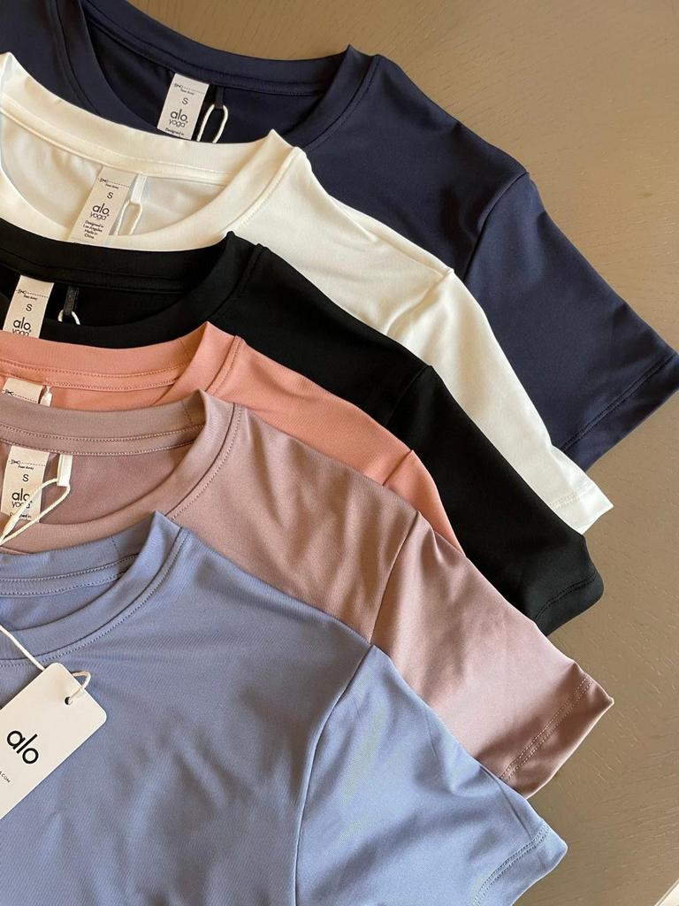 2025 Лето Однотонная Женская Свободная Футболка с Коротким Рукавом - Спортивная, Повседневная, Удобная