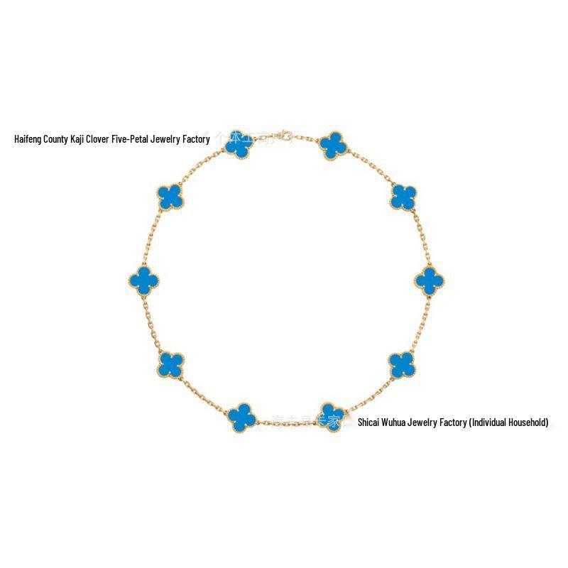 Premium 18K Gold CNC Four-Leaf Clover Necklace with Chalcedony & Mother-of-Pearl Inlays for Women