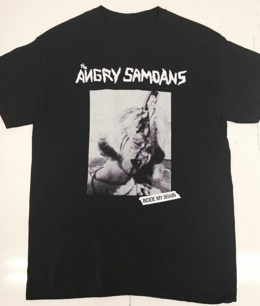 Винтажная футболка унисекс с принтом группы Angry Samoans, для фанатов, из тяжелого хлопка, черная, полный размер