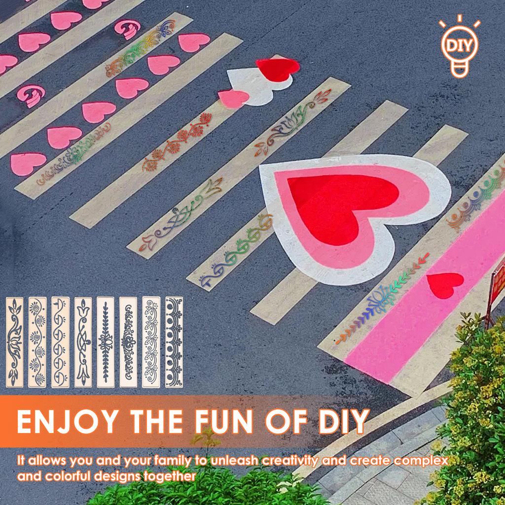 8 шт. Трафареты Ранголи на Дивали 11,8 дюйма Деревянный трафарет для рисования Ранголи Инструмент Набор для DIY изготовления для напольных поделок Фестивальный декор