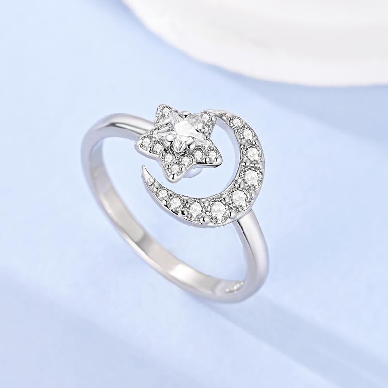 Original 925 Silver Rotatable Stars Sunflower Dolphin Open Rings for Women Girls Jewelry Birthday Anniversary Engagement Gifts