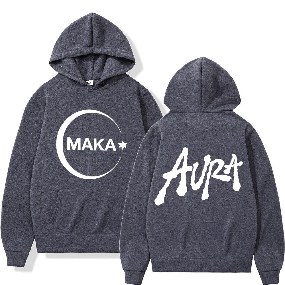 Rapper Maka Aura 2025 Tour Album Merch Vintage Hoodie Men Autumn Winter Fleece Streetwear Tops