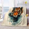 Smoke Tiger Design Pattern Flannel printed blanket suitable for all seasons suitable for living room office sofa and travel