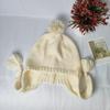 Solid color casual versatile braided hat autumn and winter cute knitted hairball hat warm and cold ear protection wool hat women