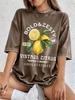 Amalfi Coast Fresh Organic Lemons Printed Washed TShirts Womens Cotton Oversized Tops Distressed ONeck T Shirts Summer Clothes