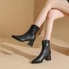 Высокие каблуки толстый каблук острый носок большой размер короткие ботинки 2025 новая осенняя мода черные ботинки Мартин французские маленькие ботильоны