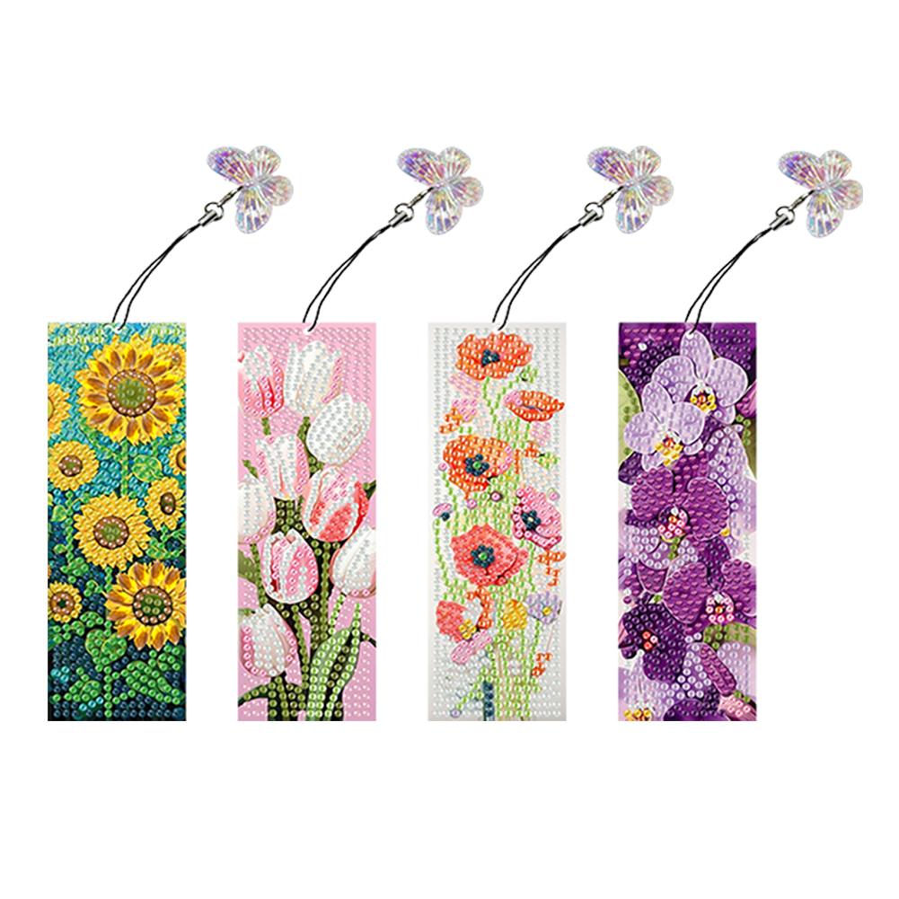 4 шт. Закладки с бриллиантами особой формы, с красочным узором, Арт-проект «Сделай сам», Закладка с бриллиантами с хрустальным подвесом для подарка на День чтения