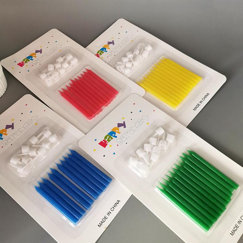 Красочные Тонкие Палочки для Выпечки, Декоративные Свечи для Торта на День Рождения, Креативные Глянцевые Свечи Пастельных Цветов с Подставкой
