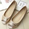 Fashion Women Flats Peep Toe Flats Comfortable PU Leather Pink Gold White Shoes Woman