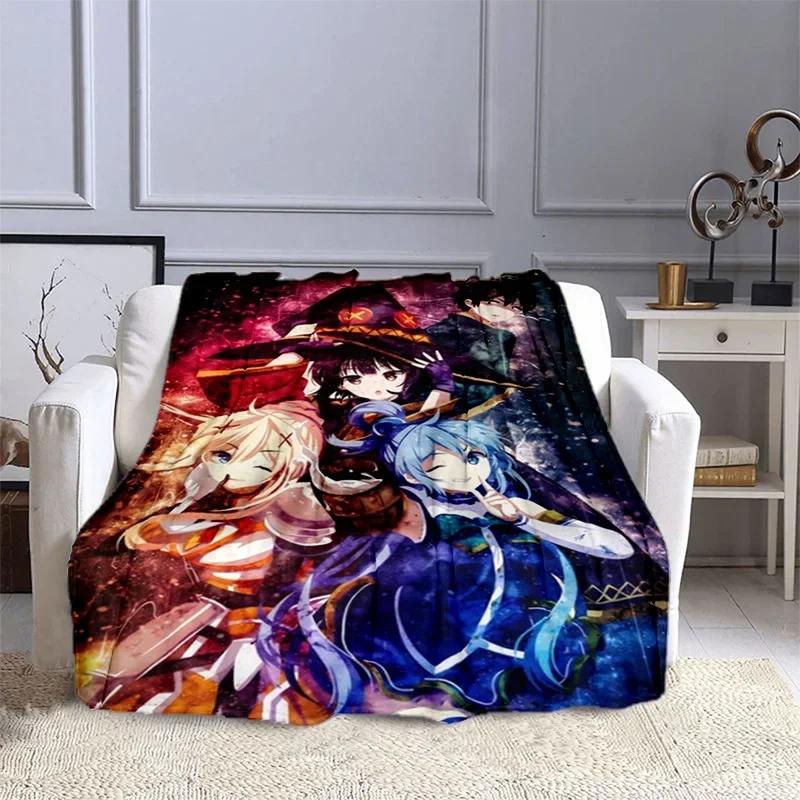 KonoSuba Gods Blessing on This Wonderful World Cartoon Megumin Soft Flannel Throw Blanket for Sofa Living Room Warm Cozy