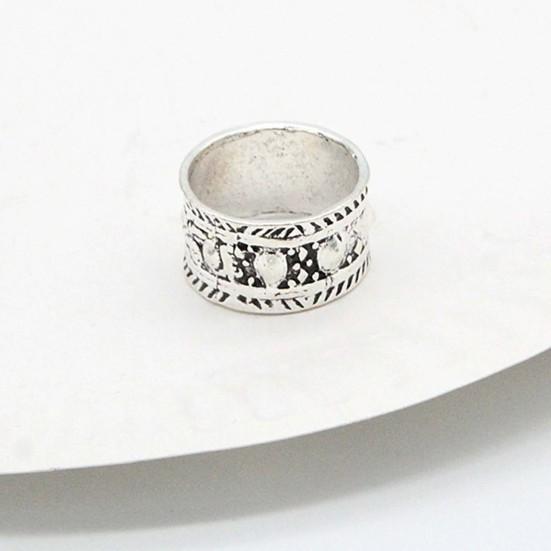 4Pcs/Set Unisex Rings Wide Ethnic Style Hollow Carved Pattern Knuckle Rings Jewelry Accessories