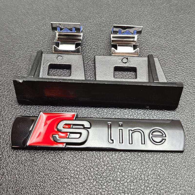3D Metal SLine Logo S LINE Badge Car Front Grille Emblem For f2 Q3 Q5 Q7 A1 A2 A3 A4 A5 S3 S5 SQ5 SQ7 TT S Line Accessories