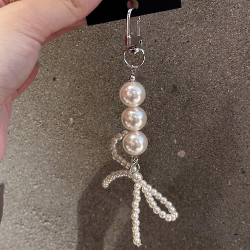 Брелок для ключей Ins Style Bowknot Pearls Metal Love Phone Подвеска для наушников Чехол для сумки Декор Брелок для ключей от автомобиля