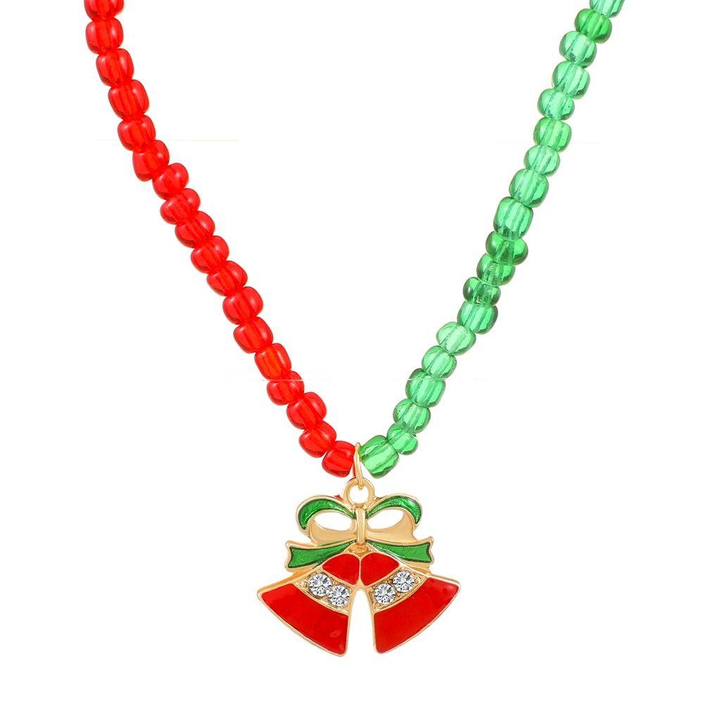 Clavicle Chain Rice Beaded Chain Christmas Tree Cartoon Pendant Choker Christmas Necklace  Festival