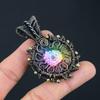 Rainbow Solar Druzy Gemstone Handmade Copper Wire Wrap Jewelry Pendant For Memorial Day