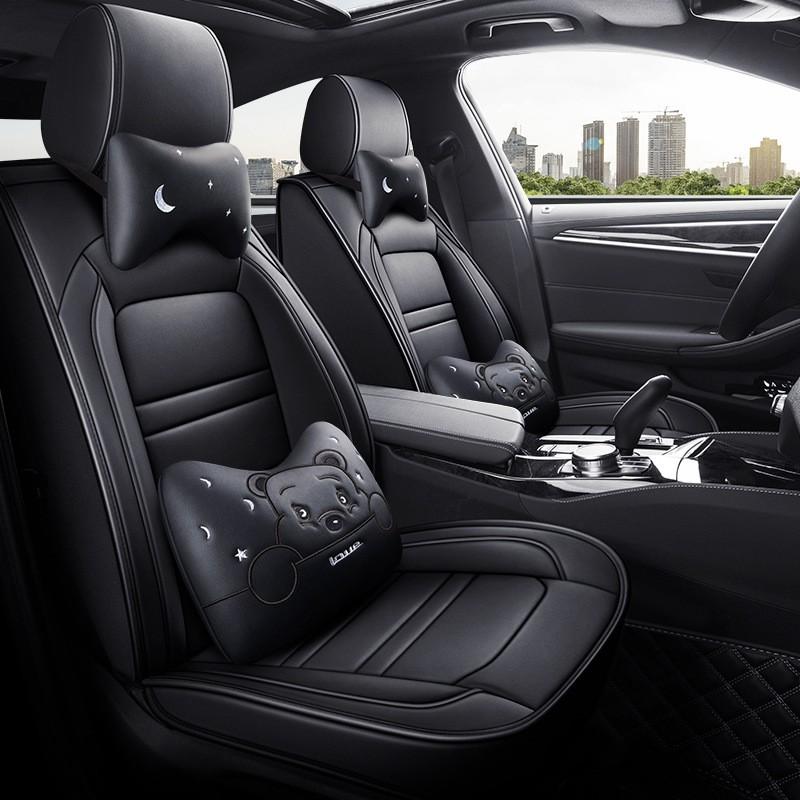 Full Leather Car Seat Cover Set With Side Wing Wrap All-Season Breathable Durable Auto Interior Accessory
