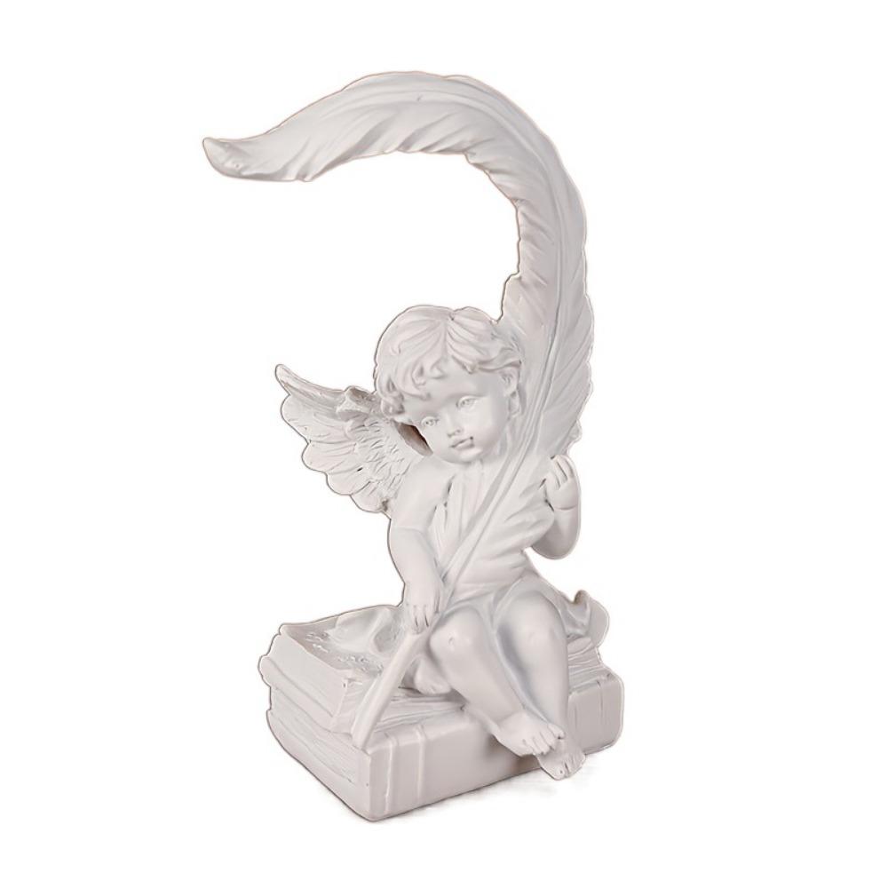 Charming Feather Angel Ornaments Handcrafted Decorative Resin Angel Statue Non-slip Base Praying Angel Figurine Living Room