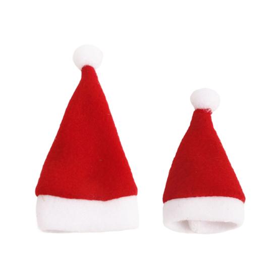 10Pcs Mini Santa Hat Wine Bottle Covers Plush Christmas Tableware Holder Velvet Lollipop