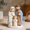 Unique Housewarming Crafts Christmas Nativity Scene Figurine, Cartoon Manger Baby Jesus Resin Craft Tabletop Decorations for Home, Creative