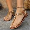 2024 плоские сандалии для женщин летняя мода клип носок римские сандалии ремни плюс размер 43 повседневная приморская курортная пляжная обувь шлепанцы