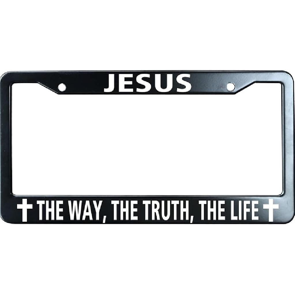 Do You Follow Jesus This Close? Matte Black Stainless Steel License Plate Frame For Christian, Jesus/God Auto Car Tag Frame, Heavy Duty License Plate