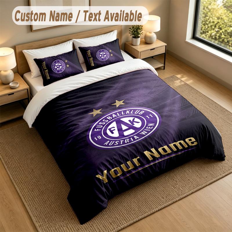 3Pcs Bedding Set Custom Name Text, 1 Sheet 2 Pillowcases Home Bed DecorAustria Wien FC