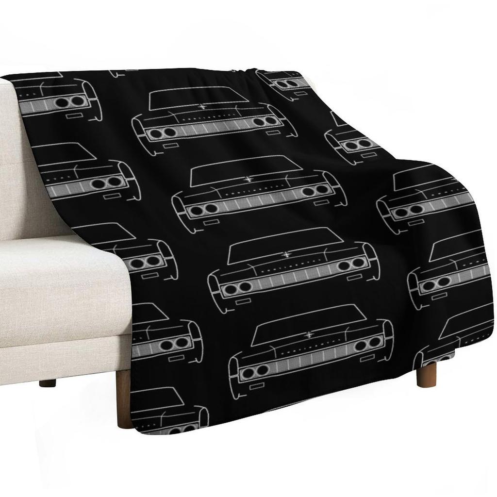 1967 vintage Lincoln Continental outline graphic white Throw Blanket Warm Flannel Blanket for Couch Chair Bedroom