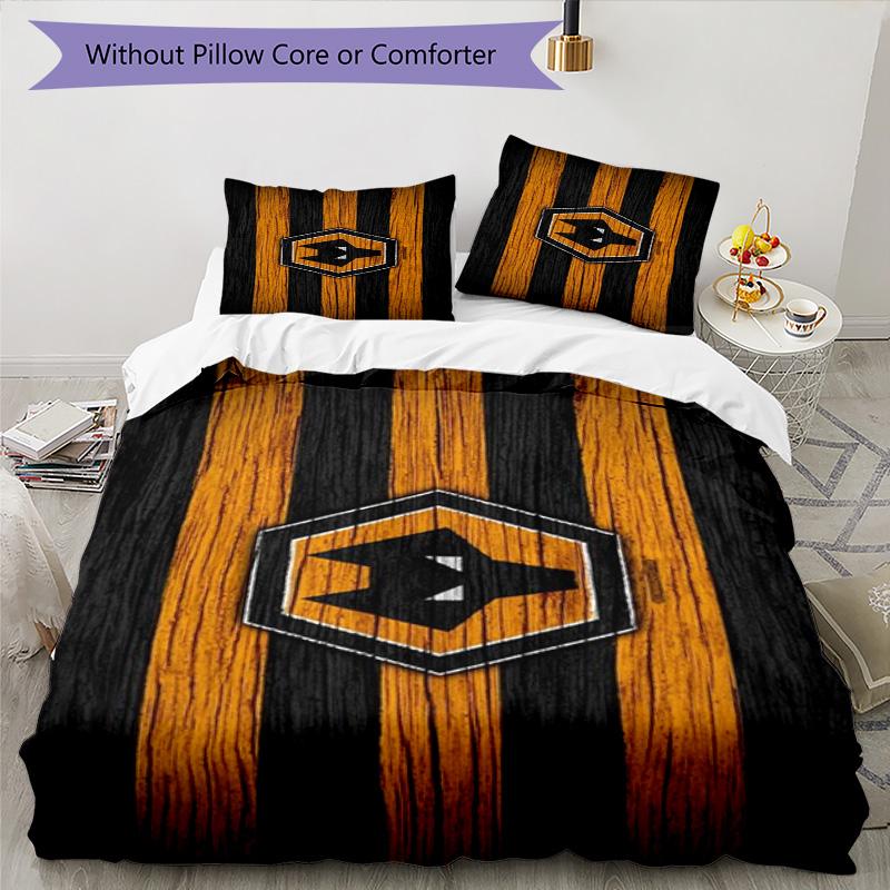Wolves Football Club Emblem Printed Pattern Duvet Cover Set – includes 1 duvet cover and 2 matching pillowcases Bedroom decor Christmas gifts