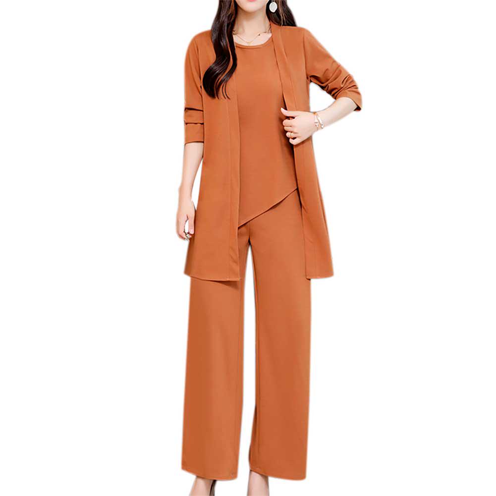 Женский осенний элегантный костюм для通勤 Дамская майка без рукавов + куртка с длинными рукавами + брюки Комплект из трех предметов