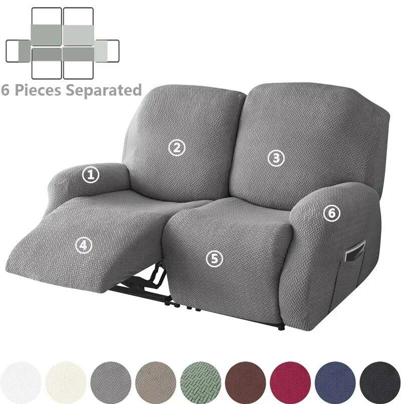 1/2/3 Seater Jacquard Recliner Sofa Cover Stretch Solid Color Armchair Covers Living Room Lazy Boy Couch Slipcovers Funda Sofa