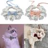 Fashion Cat Necklace Neck Strap Pearl Collar Lace Bowknot Dog Neckerchief Puppy String Bib