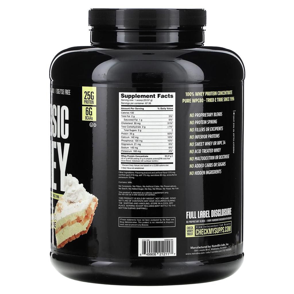 NutraBio Classic Whey Protein, Banana Cream Pie, 5 Lb (2,268 G)