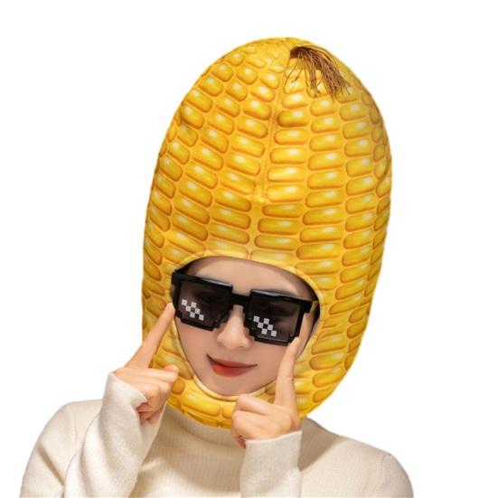 Фото-капюшон Яркий Цветной Фрукты Еда Форма Мягкий Плюшевый Головной Убор Отверстие для Лица Особенность Интернет-знаменитость Костюм Вечеринка Реквизит