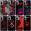 Силиконовый чехол для телефона с аниме Berserk Guts для Xiaomi Redmi Note 11 10 9 8 Pro 11T 10T 10S 9S 8T 9 9A 9C 9T, черный чехол, чехол