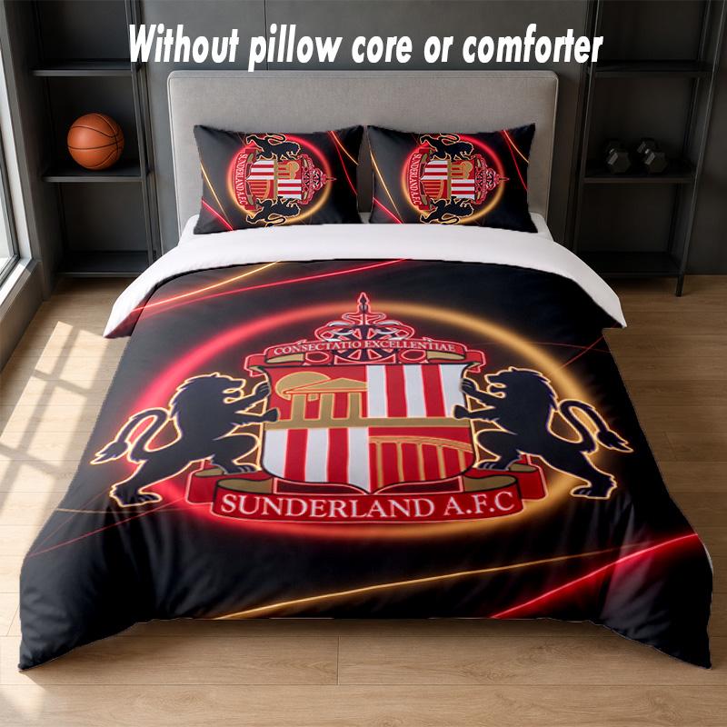 Футбольный дизайн Sunderland Комплект постельного белья 1 пододеяльник + 2 наволочки Мягкое дышащее домашнее постельное белье