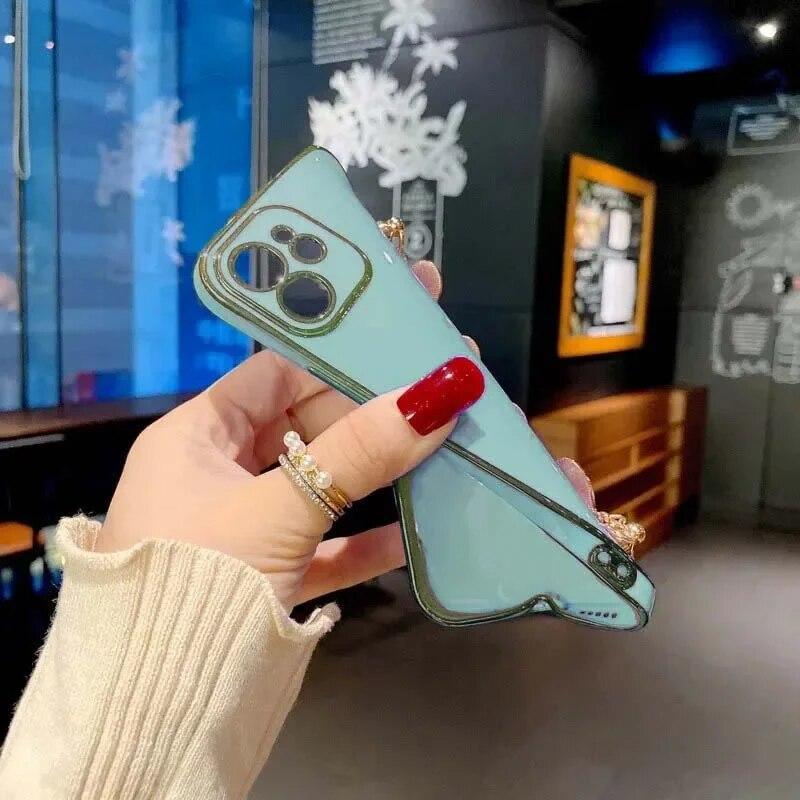 For Nothing Phone 2A Модный чехол с браслетом-цепочкой с покрытием Love Heart для телефона For Nothing Phone 2A 2 1 Мягкая силиконовая противоударная задняя крышка