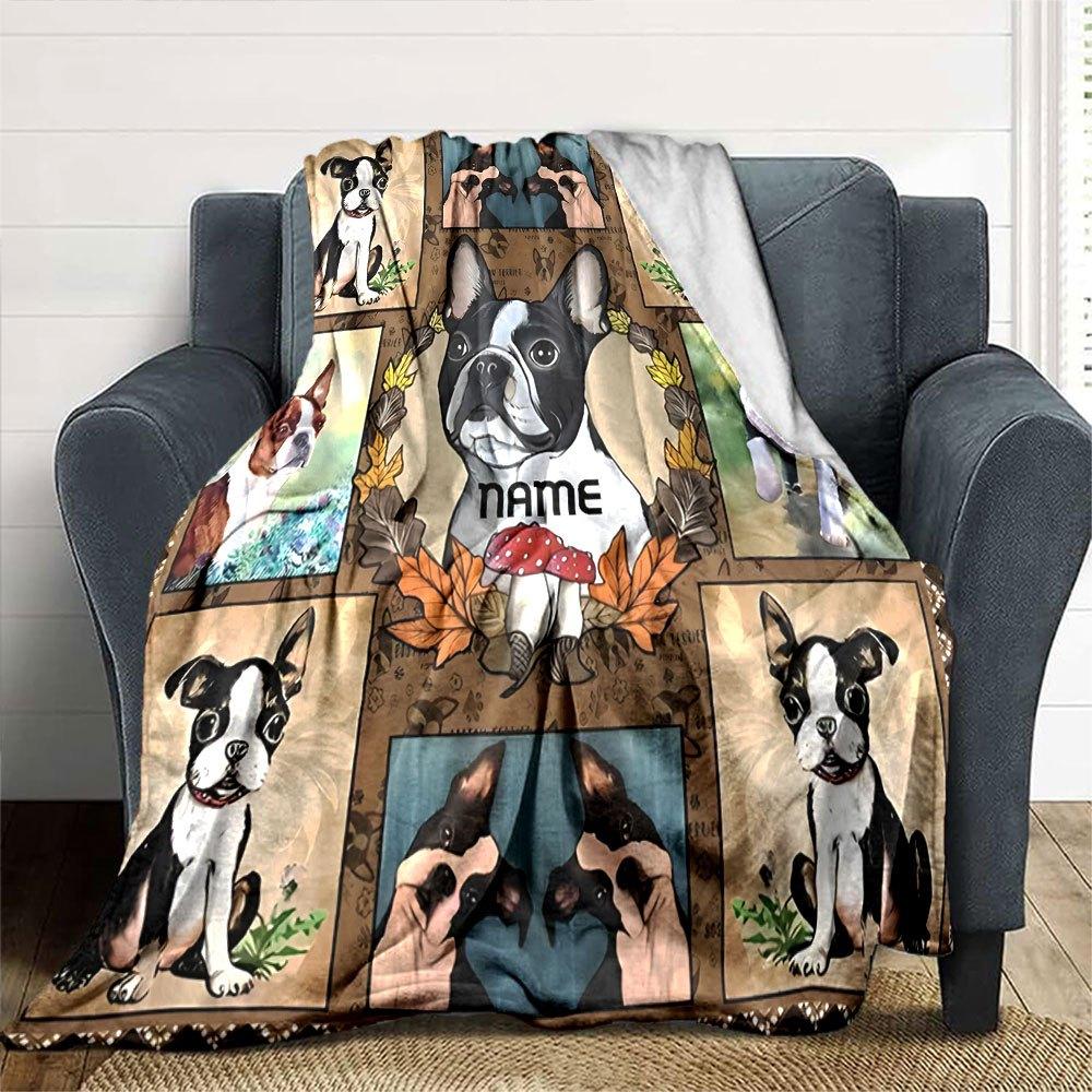 Boston Terrier Home Customize Your Name Blankets Soft Cozy Lightweight Versatile For All Seasons Perfect For Picnics Sofa Office Bed Living Room And