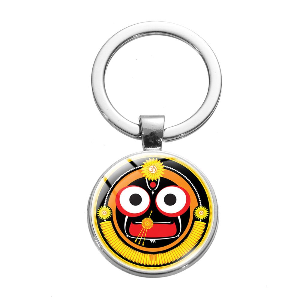 Брелок с изображением Джаганнатха Кришны, брелок с изображением мультфильма для женщин и мужчин, винтажный брелок с изображением лотоса, стекло, кабошон, религиозные украшения