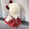 [Cloth Only] the Retro Style Clothes for 30cm Plush  Dolls,Retro-collared Red-patterned Strappy Dress.