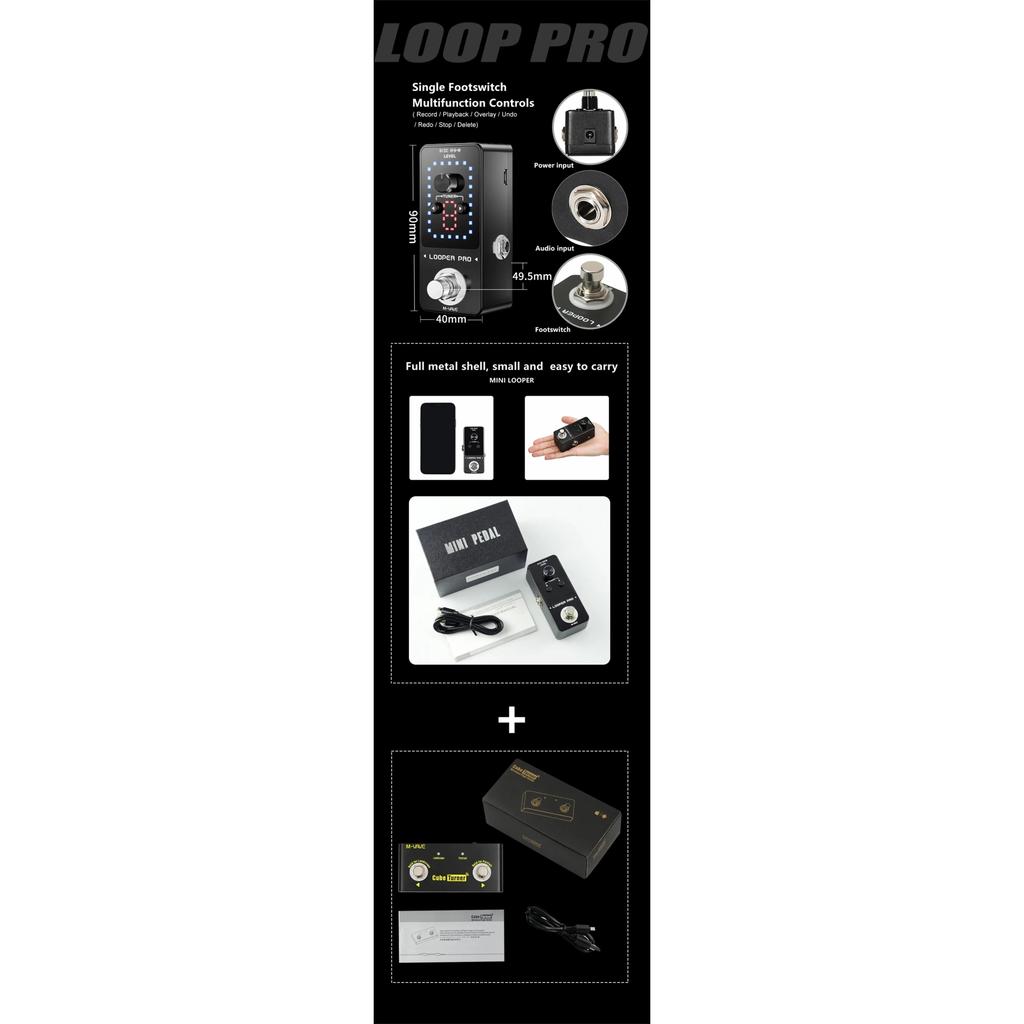 Looper Pro W/ 40min Capacity & 9 Parallel FX Chains | Live Performance Loop Station | Guitar/Bass/Synth Ready