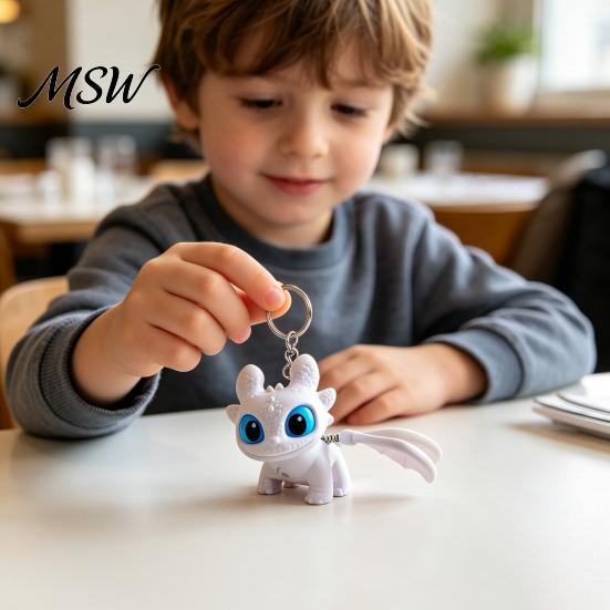 Dragon Key Ring Cartoon Keychain with Luminous Eyes, Movie Inspired Shape Ring, Backpacks Handbags Decorative Accessory for Fans Lightweight Keyring