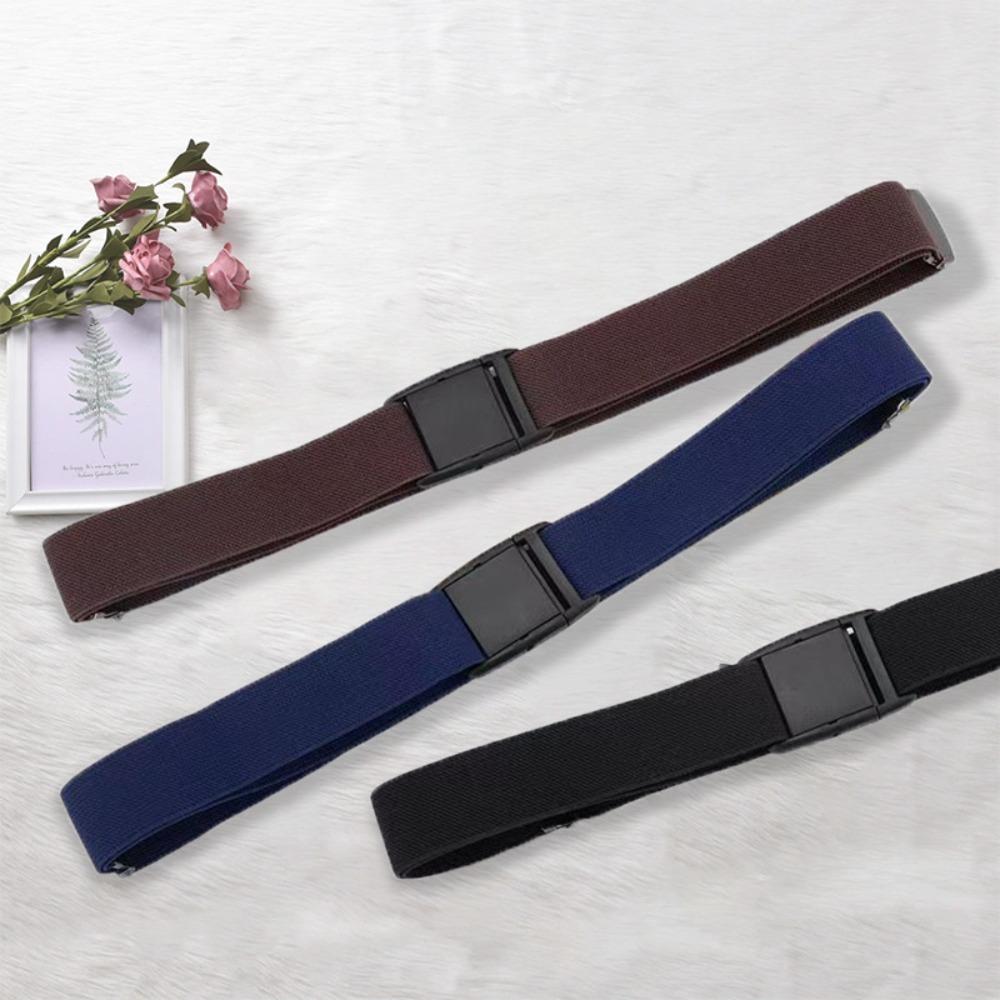 Comfortable Women's Jeans Belt Flat Buckle Casual Belt Trendy Elastic Waistband  For Ladies Women