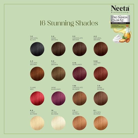Neeta Professional Pro Fashion Color Kit 1.0 Натуральный черный 100г, Стойкая краска для волос, Крем-краска для волос для женщин и мужчин