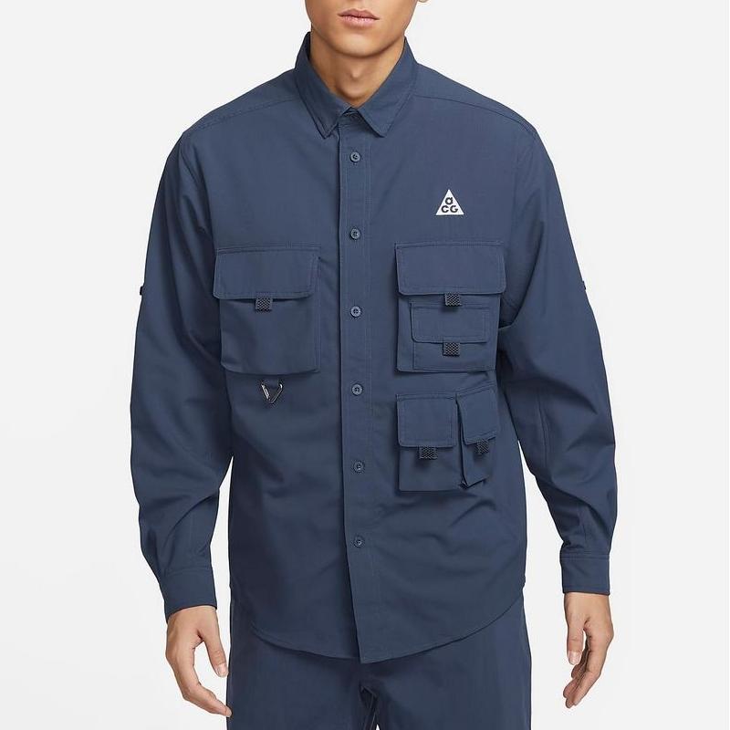 Nike ACG Dri-Fit UV Devastation Trail Multi-Pocket Outdoor Sun Protection Quick-Dry Comfortable Breathable Long Sleeve Shirt Men Tops DN3937-437